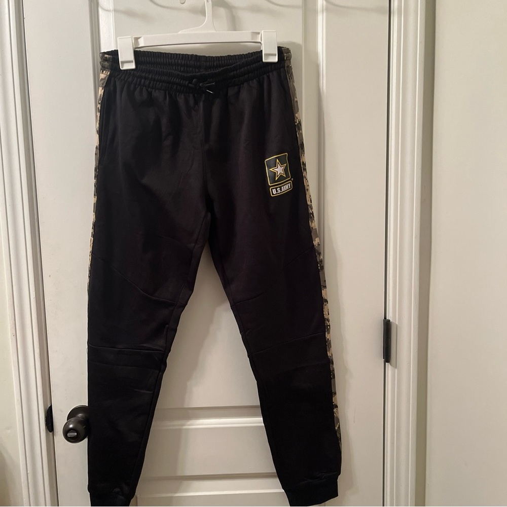 U.S. Army Track Jogger Pants Extra-Slim Fit Men's Elastic Waist Size XL Black